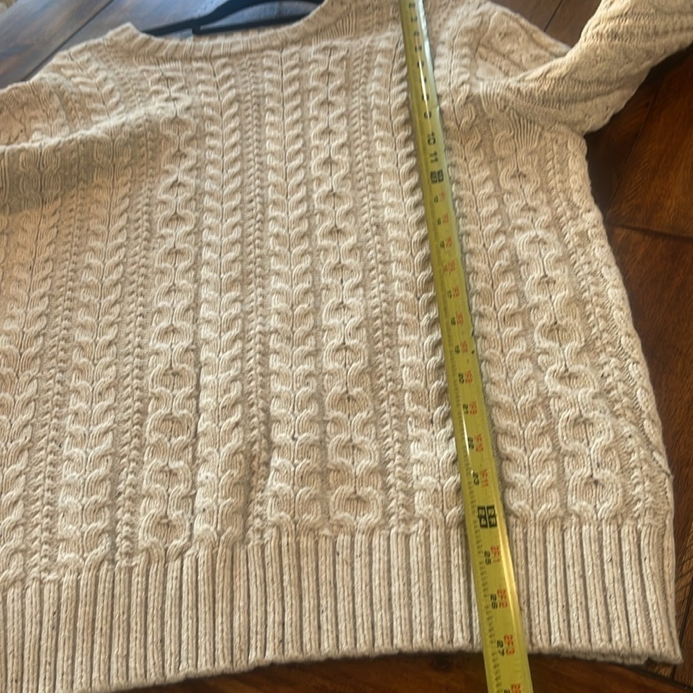 Goodfellow & Co Mens Large Cable knit Sweater Oatmeal Long Sleeve Crewneck - Picture 8 of 11